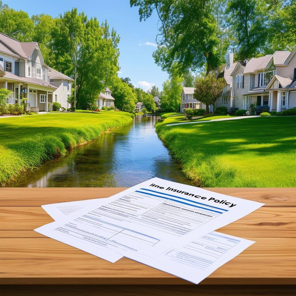 A calm suburban neighborhood with a small river running nearby-1