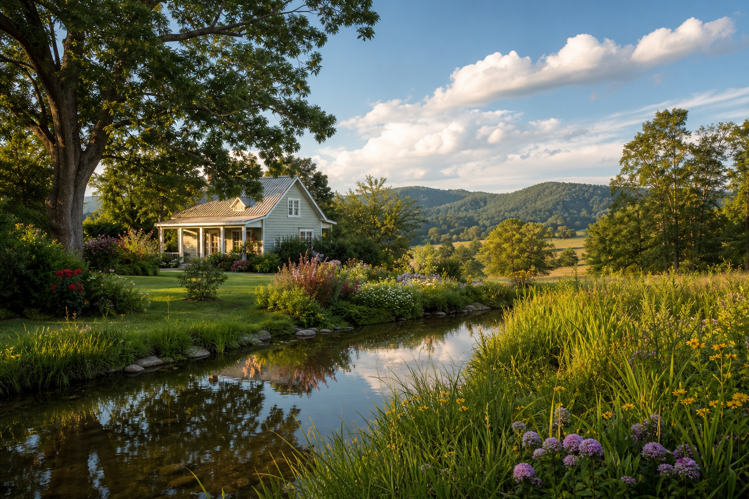Alabama home beside a pond, illustrating a property where a lender may require flood insurance before closing.