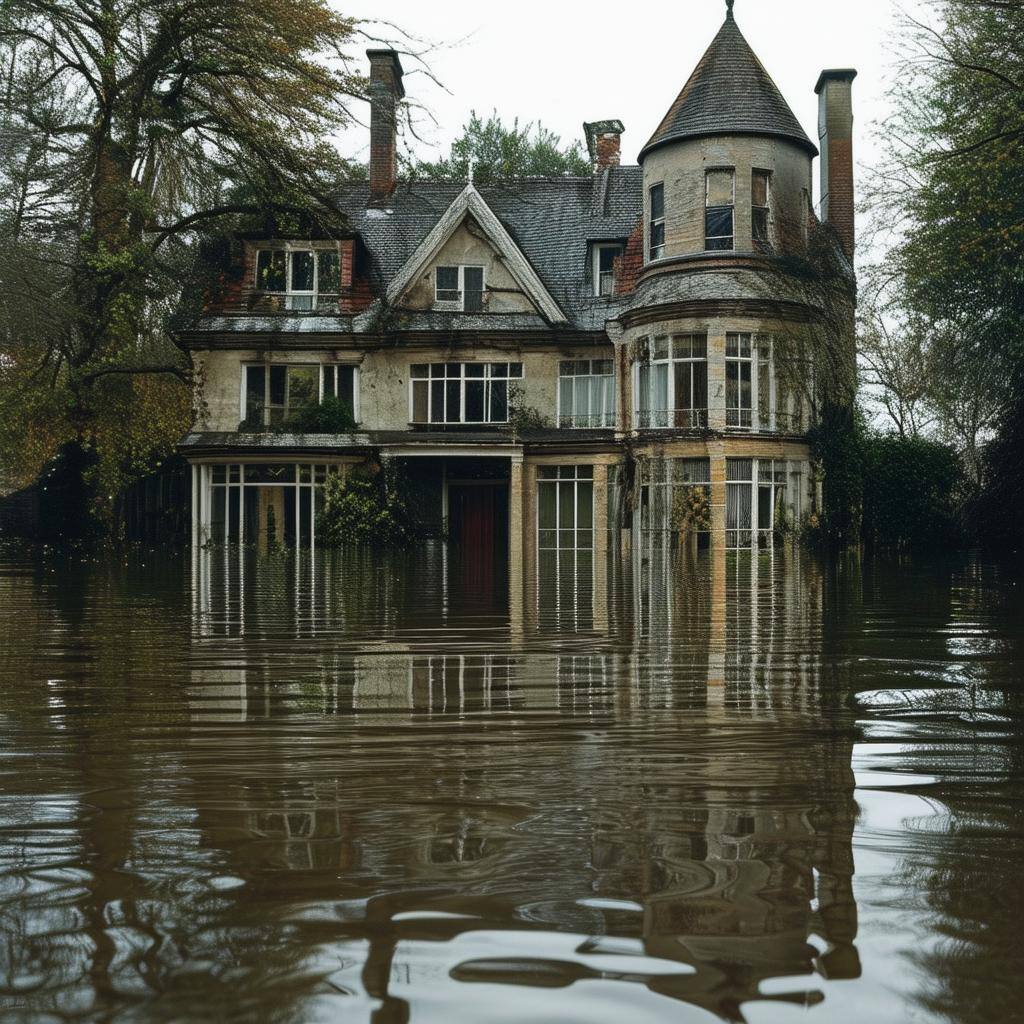 a flooded fancy house