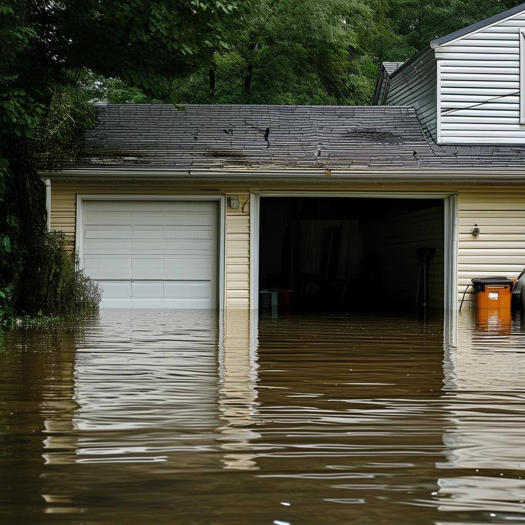 a flooded garage