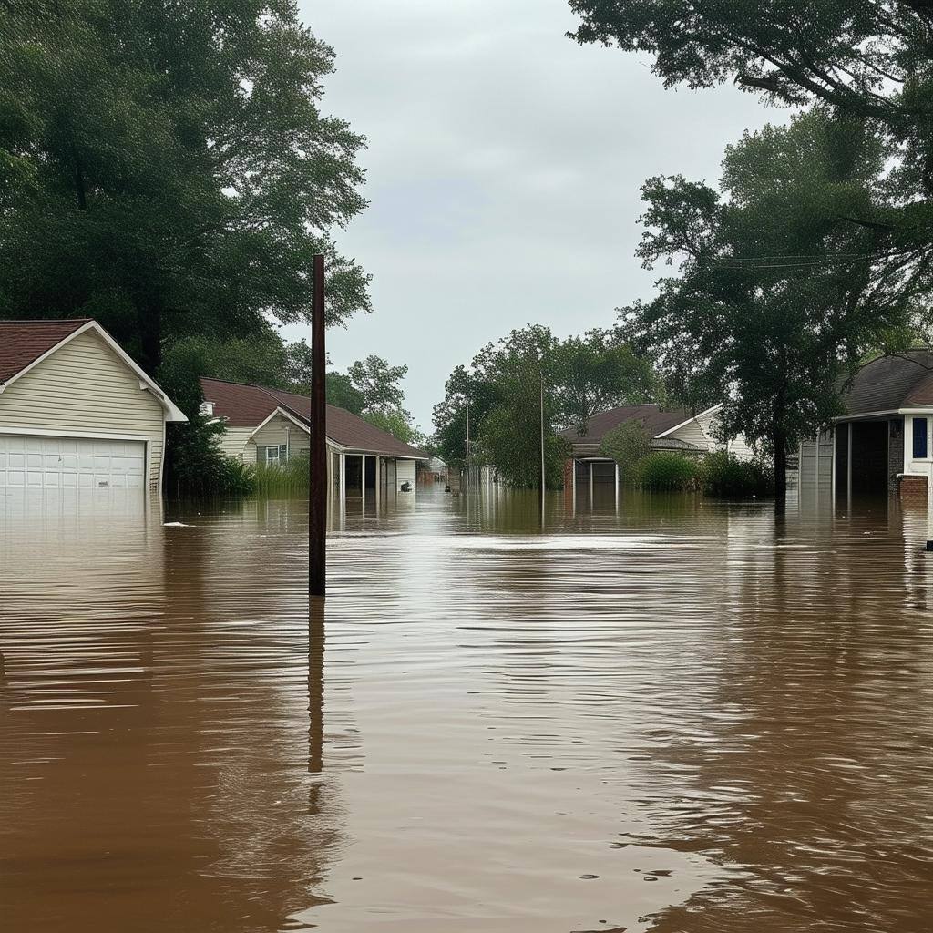 a flooded neighborhood