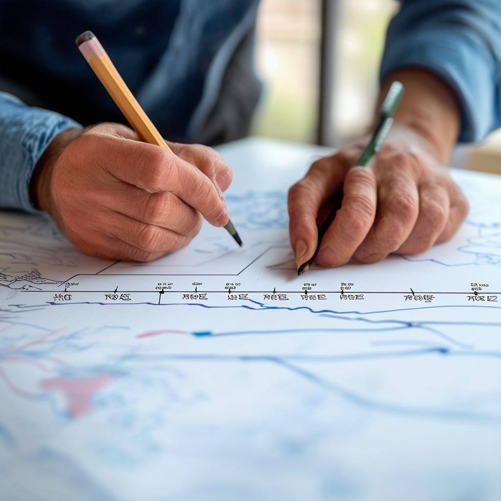 a man drawing a timeline