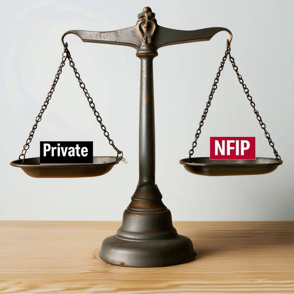 a scale that says private on one side and NFIP on the other side
