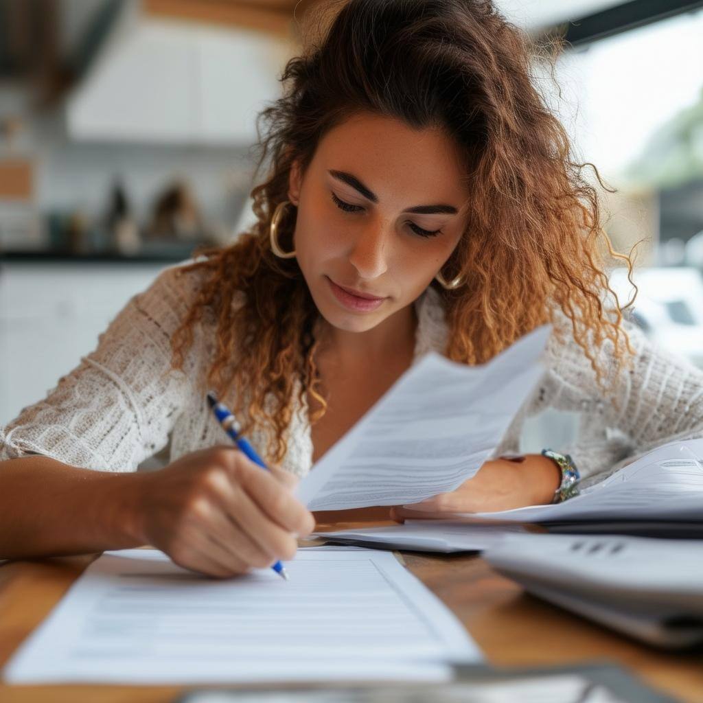 a woman filling out a form