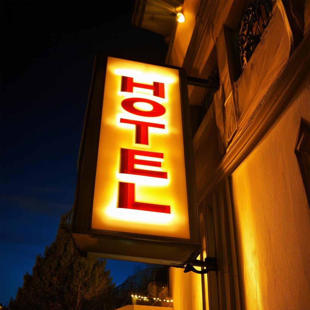 hotel sign at night