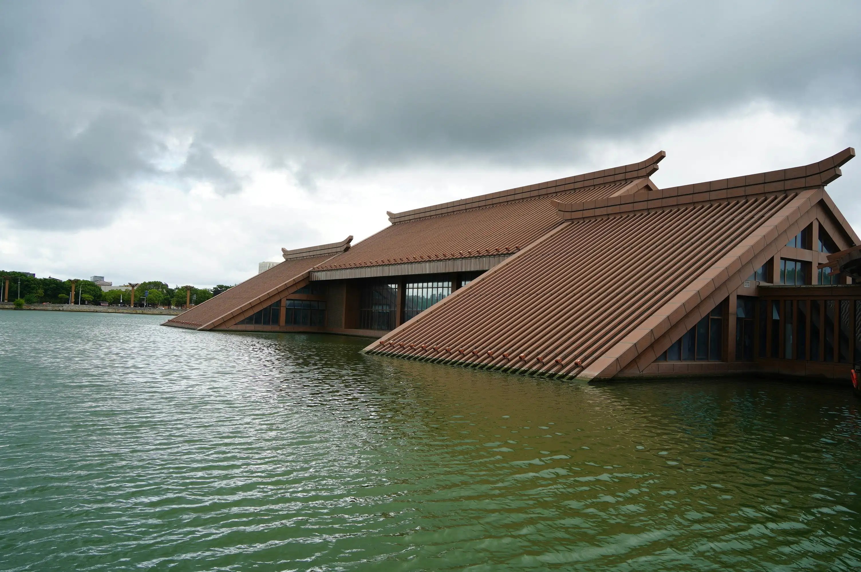 Flood-prone residential area in Lee County, Alabama following a severe rainstorm