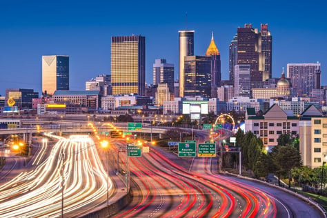 Atlanta, Georgia, USA downtown over the interstate highway.