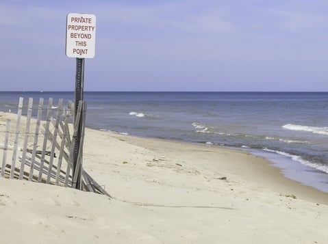 End of a public beach along Lake Michigan