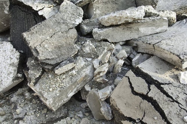 Heap of rubble from street under repair