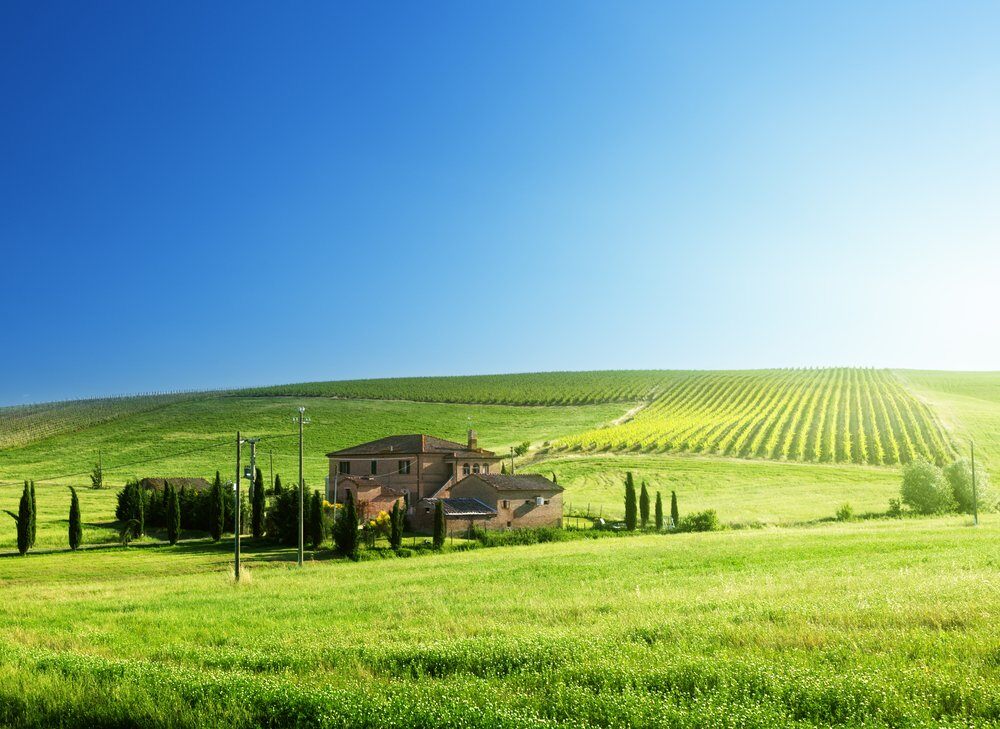 Tuscany landscape with typical farm house