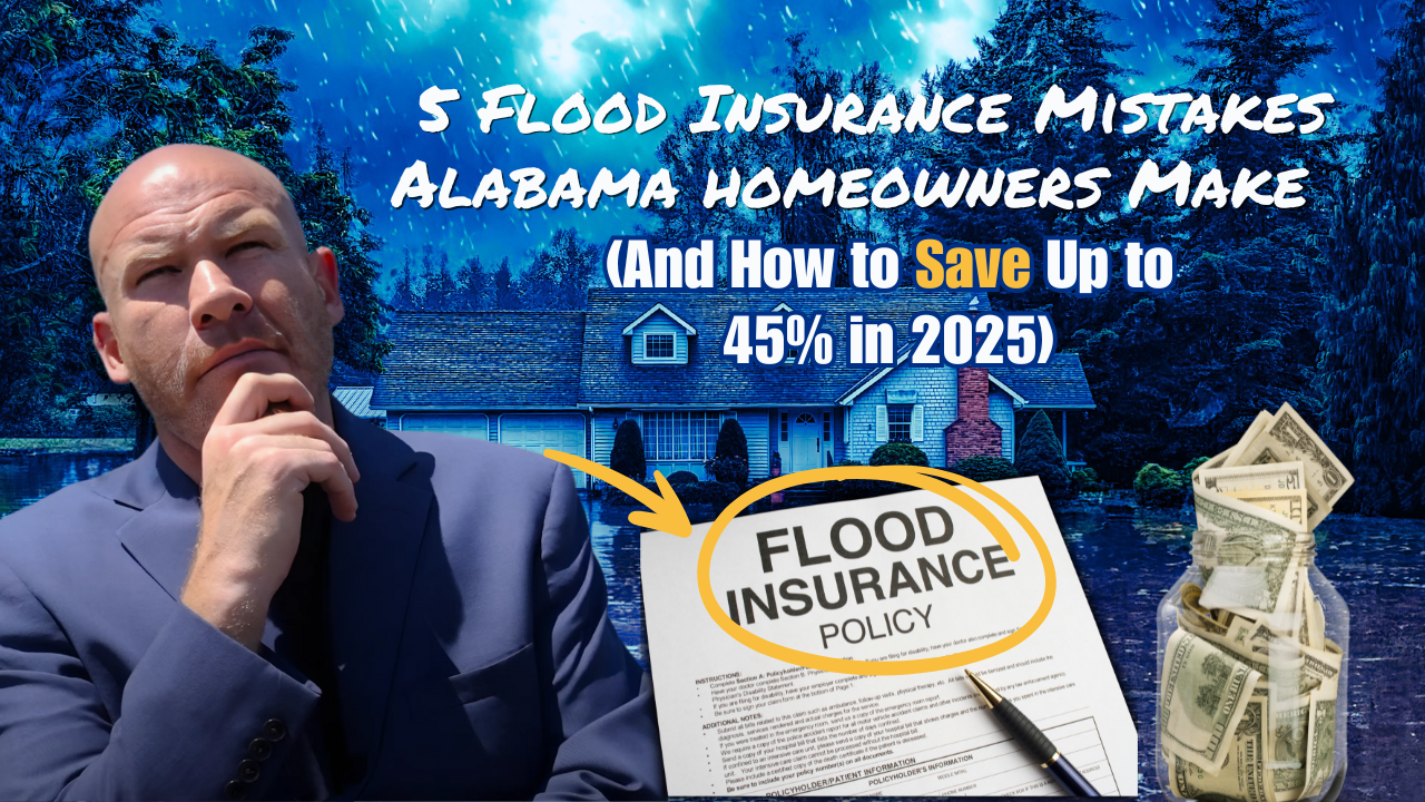 Man in a suit thinking in front of a flooded home with stormy skies. Text reads 