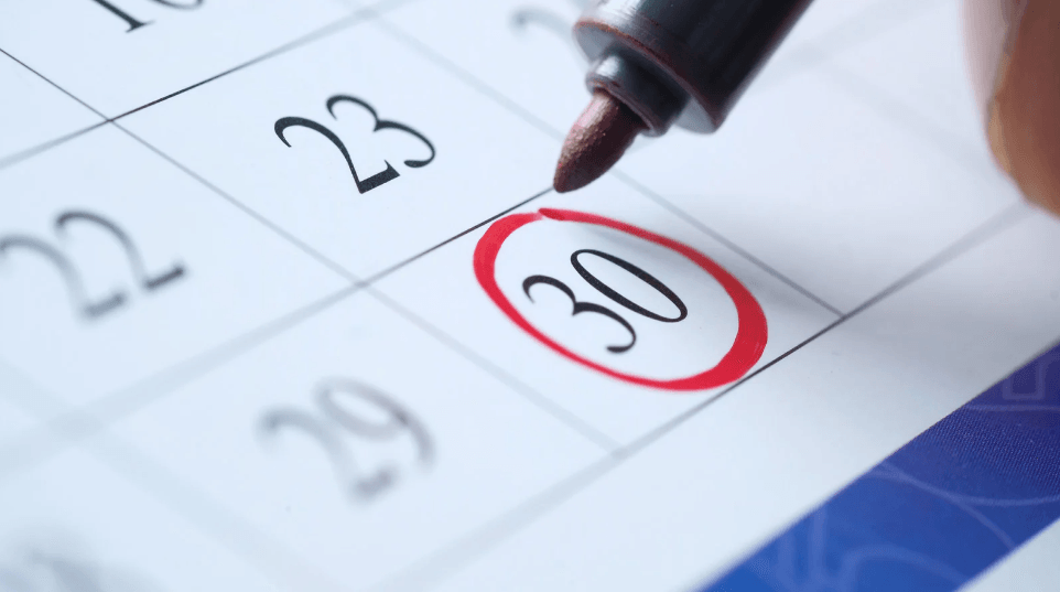 Calender showing a date being encircled with Red