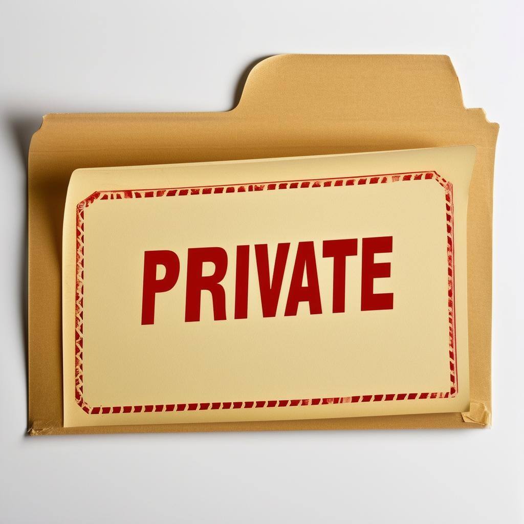 a manila folder that says private